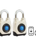 4th Gen Outdoor Heavy Duty Beefed Up Smart Padlock Weatherproof Rugged Design For Commercial Use With Bluetooth and NFC Connectivity 2 Pack