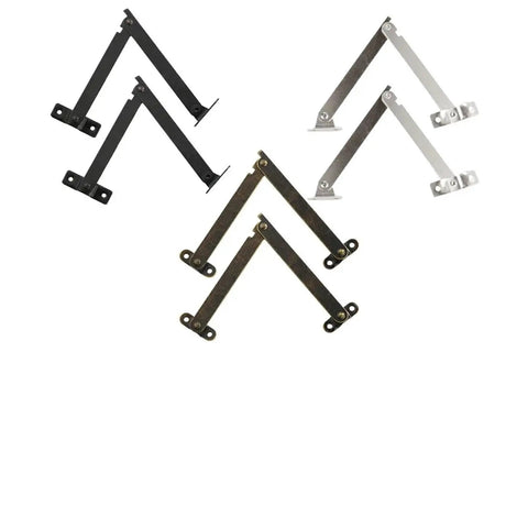 2 Pack Wooden Box Positioning Tripod Folding Support Hinges for Jewelry Case, black hardware bracket set with multiple colors