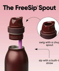 FreeSip Twist Insulated Stainless Steel Water Bottle With Straw For Sports And Travel No Brainer showing spout design details