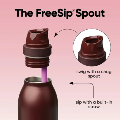 FreeSip Twist Insulated Stainless Steel Water Bottle With Straw For Sports And Travel No Brainer showing spout design details
