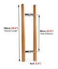 24 Inch Wooden Sliding Barn Door Pull Handle For Glass And Metal Doors Durable Easy Install Diy Friendly Push Pull Entry Hardware Perfect For Bathroom And Office Includes Mounting Fittings shown with dimensions