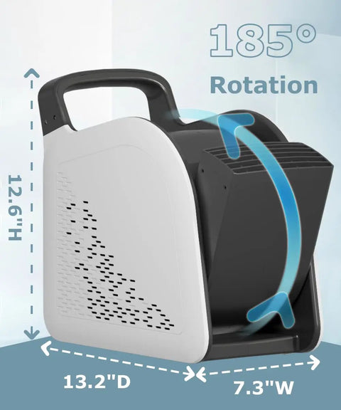 High Velocity Blower Fan For Drying, Cooling And Ventilating Portable Air Mover With 185 Degree Rotation Dual Outlets 3 Speed