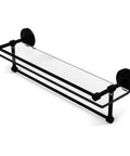 Matte Black Gallery Towel Bar With 22 Inch Tempered Glass Shelf, 5 Inch Deep, Concealed Mount Hardware, Solid Brass, Lifetime Finish, USA Made Bath Decor For A Slick, Modern Showpiece
