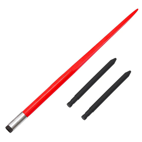 49 Inch Heavy Duty Hay Spear Bale Fork For Tractor And Skid Steer Quick Attach Spike With Hex Nut And Sleeve, 4500 Lbs Load Capacity