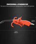 Beast Power 100mm Air Blow Gun With Detail Nozzle, Anti Slip Rubber Coated Metal Handle, dimensions displayed