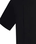 Close-up of black short sleeve chef coat fabric, showcasing flexible material, part of the 2 Pack Short Sleeve Chef Coat, Unisex Kitchen Uniform with Button Closure, Flexible Cook Shirt, Durable Restaurant Workwear for Summer, Loose Fit Culinary Gear for Hotels, Chefs, and Food Service Pros Who Want Fresh Performance during the Daily Grind.