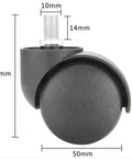 Universal Silent Caster Wheels For Office Chairs Replacement measuring 75mm height and 50mm width, ideal for smooth rolling.