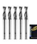 Micrograin Carbide Square End Mill Set One Quarter Inch Shank 2 Flute High Speed Milling Bits For Alloy Steels Hardened Steel Cast Iron 5 Piece Pro Grade Do It Yourselfers And Pros, boxed set display