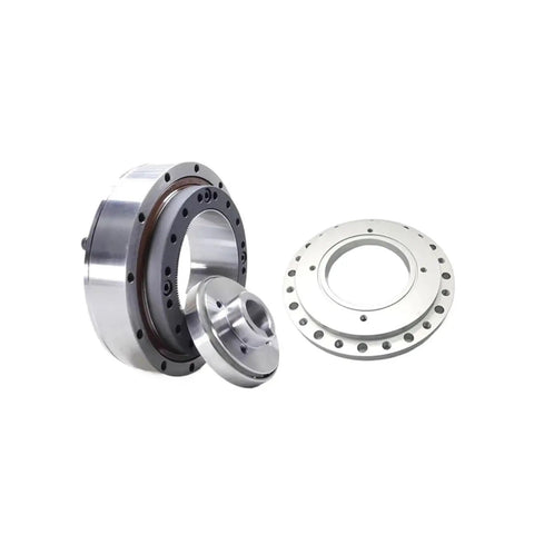 Precision Strain Wave Gear Harmonic Reducer With Knockout 30 To 1 Ratio for CNC rotary tables, showcasing its compact aluminum design.
