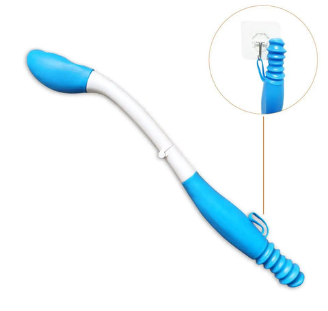 Foldable Butt Wiper Tool With Long Reach Self Wipe Assist Wand Portable Toilet Aid for limited mobility, blue ergonomic handle