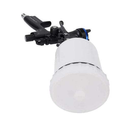 Pro Level HVLP Paint Sprayer Gun With 600Ml Tank And 1.3Mm Tip showing the spray gun side view with a 600ml tank attached.