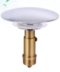 Pop up Drain Hole Water Stopper for Bathroom Sinks and Bathtubs, shiny chrome finish, brass connector, easy to use design.