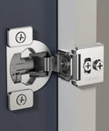 Top Shelf Kitchen Upgrade Thirty Pack Soft Close Overlay Cabinet Hinges In Premium Stainless Steel Rust Proof Concealed Fit Dual Align Design showing hinge detail with screws.