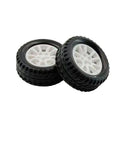 Black and white tires from 20 Piece Toy Car Wheel Rubber Tire Kit With 10 Piece Round Rod Axles For DIY Model RC Cars Trucks Robots Parts 2mm Shaft 20mm Wheel Diameter