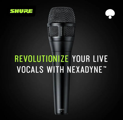 Nexadyne 8 S Supercardioid Dynamic Vocal Mic With Revonic Dual Engine Technology, black XLR wired microphone on black background
