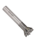 Side view of 25mm dovetail milling cutter, 6-flute carbide end mill, 60° straight shank