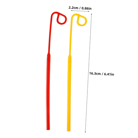 Red and yellow plastic blades with dimensions for 20 Pack Durable Plastic Grass Mower Blades Replacement for Lawn Care and Garden Jobs.