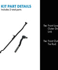 Front Outer Tie Rod And Drag Link Replacement Kit 2 Piece For A Safer Smoother Steer And Wheel Alignment DIY Friendly Your Ride Will Thank You Includes Front Lower Outer Drag Link And Outer Tie Rod, two black steering parts