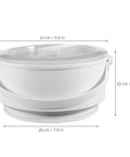 Sweet Compact Folding Mini Washing Machine Portable Travel Washer For Socks Underwear And Delicates Quick Rinse Auto Drain Straight Up Compact Design For Dorms, white design with measurements.