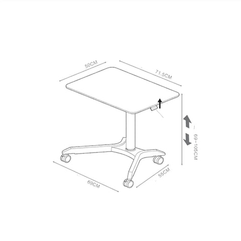 Legit Foldable Rolling Laptop Workstation With Slick Height Adjustment For Sofa Bed Or Outdoor Vibes, dimensions of 50x71.5 cm.