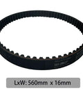 Upgraded Primary Drive Belt PowerGrip GT4 For Sur Ron Light Bee X Segway X260 And X160 Talaria X3 Dirt Bike Gates 16mm Width 560mm Length High Performance Belt For Smooth Power Delivery shown in circle form with dimensions.