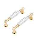 Crystal Drawer Pulls 2 Pack Glass And Zinc Alloy Cabinet Handles With Gold Finish, Clear Crystal Knob Pulls For Bathroom Vanity