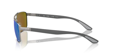 Side view of RB3737CH Chromance Sunglasses Gunmetal Frame with Chromance Green Mirrored Blue Polarized Lenses 60mm.