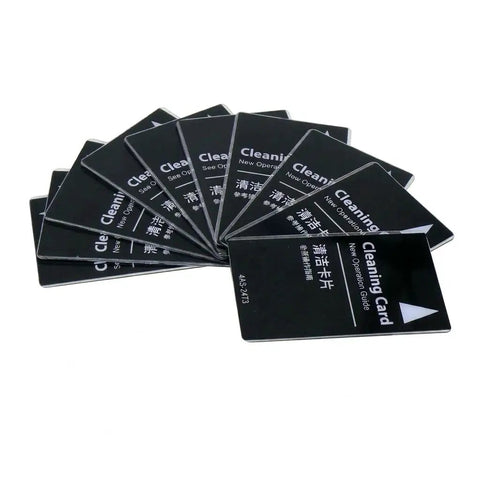 Top Tier Cleaning Cards For Evolis Avansia ID Card Printer 50 Pack Roller Maintenance Kit displayed in a fanned arrangement.