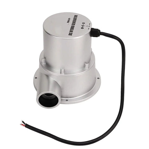 Portable Micro Hydroelectric Generator For Outdoor Use On The Go, 12V Battery Charging, 36W 50W 100W Water Turbine close-up view.