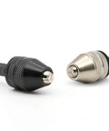 Black and silver 1/4 inch hex shank drill bit adapters, part of the Three Piece Drill Bit Adapter Set With 1/4 Inch Hex Shank For Impact Drivers