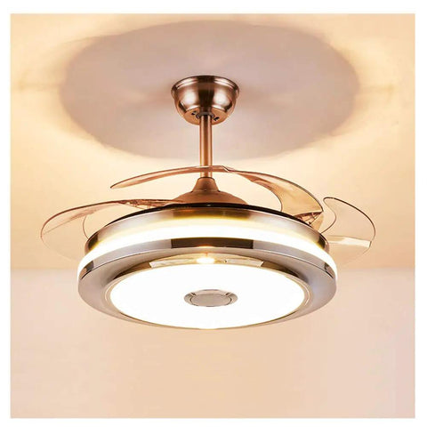 36 Inch Modern Ceiling Fan With Light Smart Bluetooth Music Player Chandelier Style Three Color Options 3 Speeds Invisible Blades