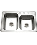 Glowtone Stainless Steel Kitchen Sink Topmount 60 40 Double Bowl With 3 Holes Satin Finish Heavy Gauge T304 33 Gauge Steel