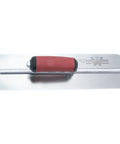 Rounded Front Finishing Trowel With Dual Edge Design For Smooth Concrete, 16 x 4 Inch Steel Blade, angled view on flat surface