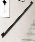Industrial Stair Railing Kit Featuring Heavy Duty Galvanized Iron Pipe Handrail And Wall Mounted Grab Bar For Porch Deck, wall-mounted grab bar on staircase.