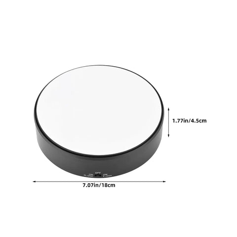 Heavy Duty Motorized Electric Rotating Platform With Remote Control For Jewelry Display, 18cm black rotating display stand top view.