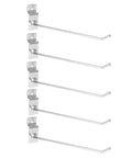 50 Pack Slatwall Hooks With Flat Tips For Pegboard And Slotted Panels, Pro Grade Heavy Duty Tool Organizer Display Hooks mounted on a wall