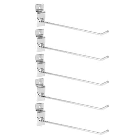 50 Pack Slatwall Hooks With Flat Tips For Pegboard And Slotted Panels, Pro Grade Heavy Duty Tool Organizer Display Hooks mounted on a wall