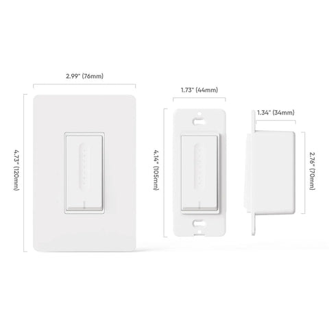 Dimensions of 4 Pack Smart Dimmer Switch For Alexa And Google Home No Brainer Setup Neutral Wire Required 2.4GHz WiFi