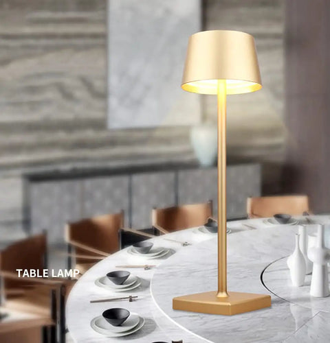 Gold Cordless Table Lamps With 5200mAh Battery IP54 Waterproof Aluminum Alloy Touch Dimming Indoor Outdoor Use