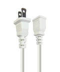 Six Foot Short Slim Indoor Extension Cord With 2 Prong Polarized Plug 125V 5A 625W Flat White No Frills Cord close-up
