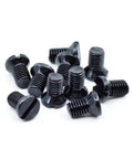 Premium Black Oxide Steel Slotted Weaver Oval Head Gun Scope Screws Ten Pack Size Six Forty Eight By Three Sixteenths Inches on white background.