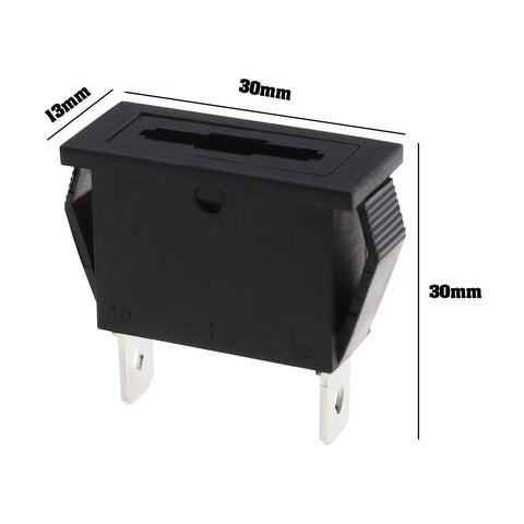 Heavy Duty Five Pack Standard Blade Fuse Holders Panel Mount for Auto Wiring Safety 12V 30A side view with measurements.