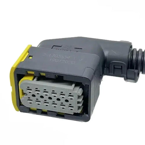 Heavy Duty Abs Sensor Wiring Harness Connector Plug Replacement For Cars And Trucks Compatible With 1 1703639 1 And 2 1703639 1 side view of connector with yellow and gray detailing.