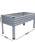 Raised Garden Bed With Legs Two Pack 48 By 24 By 30 Inches Elevated Planter Box Galvanized Steel For Backyard Outdoor Patio Balcony Garden 350 Pound Capacity Silver, side view