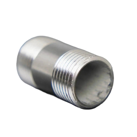 Close-up of Stainless Steel Male Round Nipple Connector, Heavy Duty BSPT to NPT, 1/8 to 2 Inch Pipe Fitting for Water and Gas