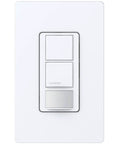 Maestro 6 Amp Dual Circuit Occupancy Sensing Switch For Single Pole Install, White Finish, shown front view with push button.