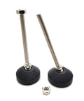Bulletproof Heavy Duty Adjustable Furniture Levelers with black antislip rubber base and steel threaded studs.