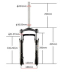 Syvrac Aluminum Suspension Fork For 20 Inch Fat Bikes And Snow Mountain Ebikes, 4.0 Tire Ready, showing dimensions