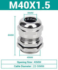 Set Of Two M40 Cable Glands Built Tough In Nickel Plated Brass For Waterproof IP68 Sealed Joints With Adjustable Cord Grip Gaskets And Locknut Fits 22 To 30 Millimeter Cables