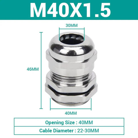 Set Of Two M40 Cable Glands Built Tough In Nickel Plated Brass For Waterproof IP68 Sealed Joints With Adjustable Cord Grip Gaskets And Locknut Fits 22 To 30 Millimeter Cables